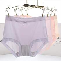 Milk Silk Speed Dry Ice Silk Briefs With High Waist Not Curled Cotton Crotch Big Code Fat MM Bag Arm Pure Color Triangle Pants