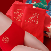 High waist large red underpants female sensual pure cotton middle waist full cotton unmarked triangle pants belong to tigers life bag hip shorts