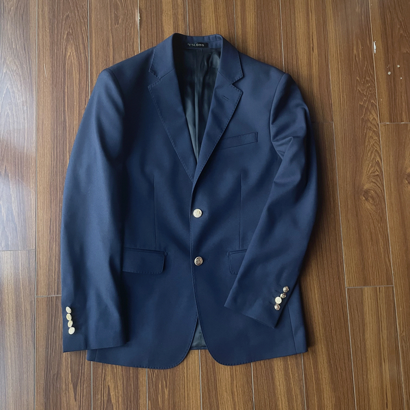 Spring and Autumn Style Navy Blue Blazer Single-Breasted Slim-Fit Suit for Men Blazer with Metal Buttons Business Suit