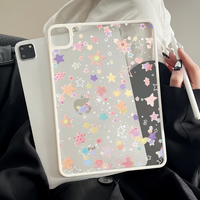 Super Creative and Suitable for iPad 11A16 Without a Cover, 10Th Generation Little Star 9Th Generation 10.2inch Acrylic Air45Mini76 Hard Back Case Pro11/12.9 Magnetic Pen Slot 5/6Th Generation 9.7