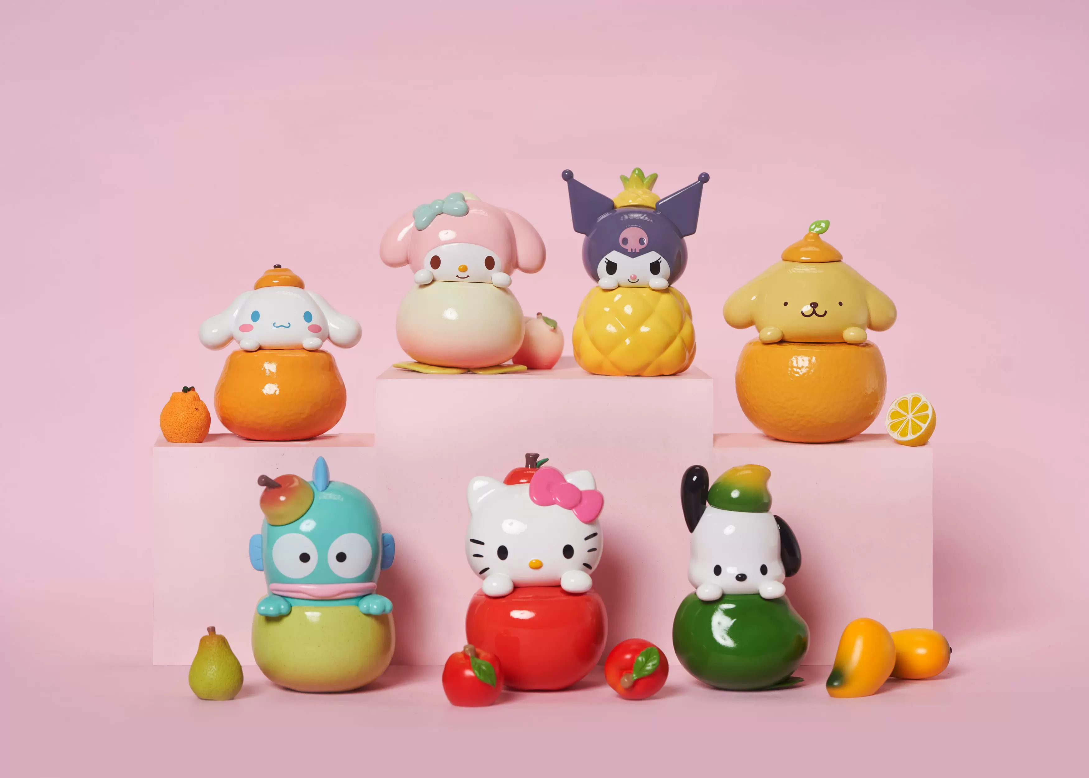 JAKA Санрио Фруктовый сэндвич Фигура Coolomi Melody Cinnamon Dog Hello Kitty Pacha Dog Модная игрушка