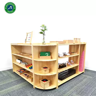 Montessori teaching aid rack Montessori kindergarten toy rack Solid wood thickened children's teaching aid cabinet toy storage shelf