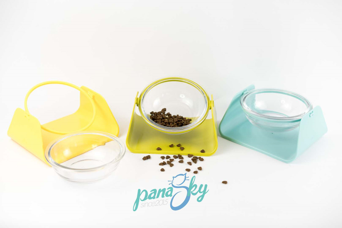 Korea O ' pet Pet Bowl Cat Bowl adjustable eco-friendly glass Pet Bowl dog Bowl Resistant Tilting Food Basin