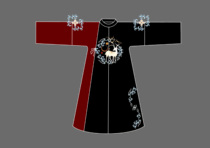 (Jiu. Hanfu)-Round Neck Robe-Deer Black and Red Splice Tang System Large-scale Customized National Clothing