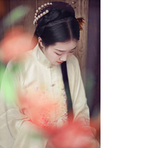 Jiuru-Ming silk hand embroidered stand-up collar patching-peach blossom running water carp jumping Dragon Gate makeup flower horse face skirt