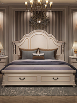 American double bed European solid wood bed Soft package Korean Princess bed Master bedroom Modern simple bed Rental house Economy bed