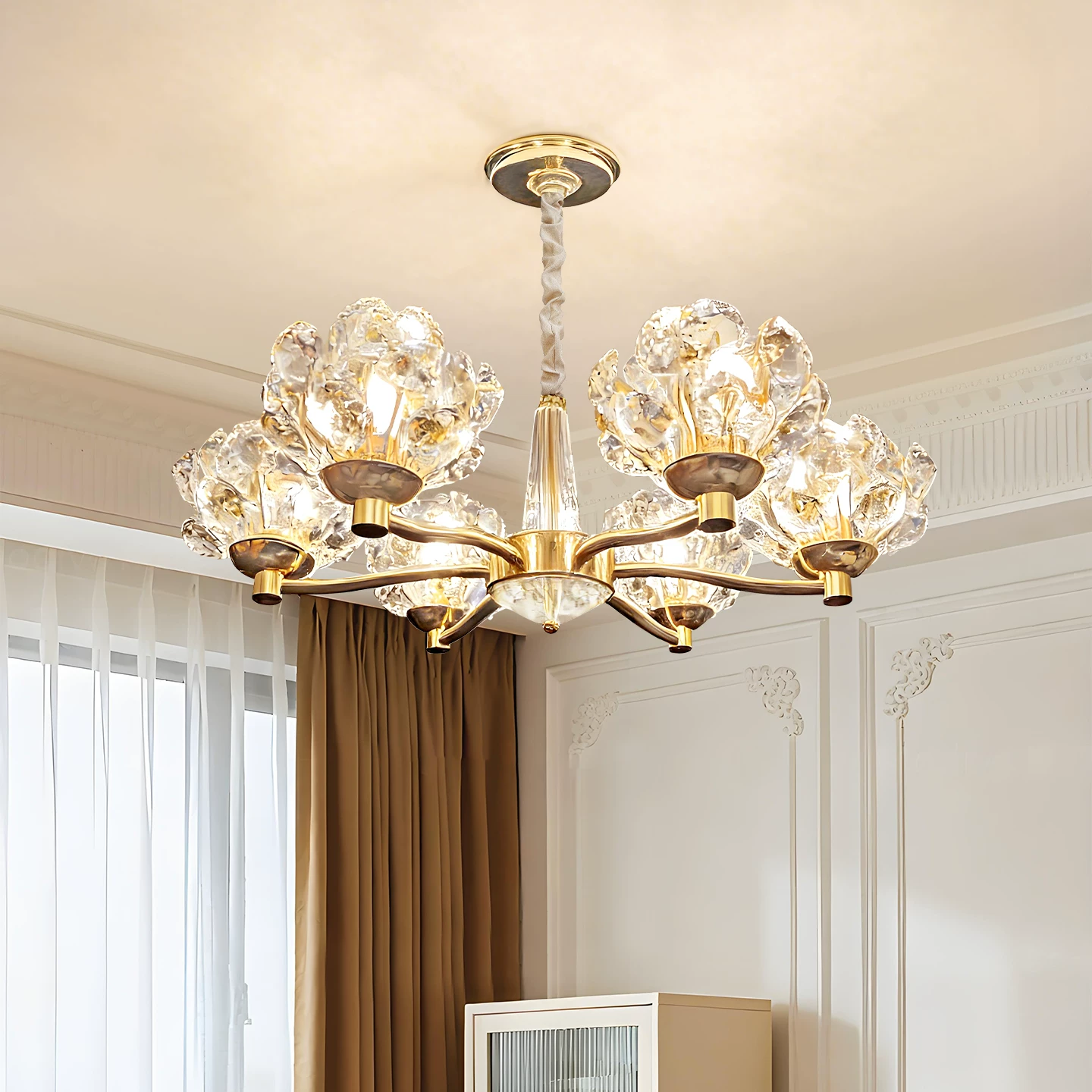 爱华朗 Creative crystal pendant for living room, modern ceiling lamp for bedroom, french style, light luxury style, high-quality style