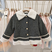 Girls small fragrant wind fur coat 21 Winter Korean version Childrens sigge lamb wool over the short section of the ocean qi