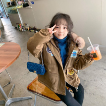 Children plus velvet pie overcomes coat 21 Winter Korean version male and female child Thickening Imitation Rabbit Fur With Fur Collar Tooling Cotton Clothing