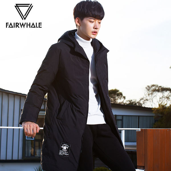 高充绒量 17年冬季新款 马克华菲 Mark Fairwhale 长款连帽男式羽绒服 优惠券折后￥558包邮（￥658-100）