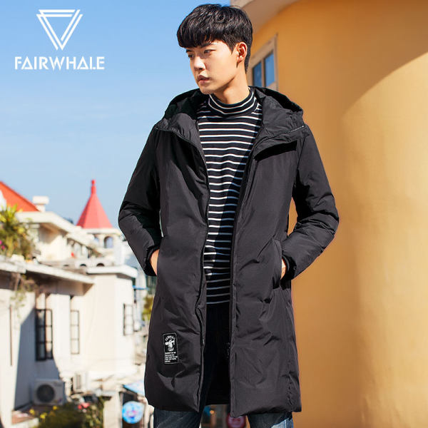 高充绒量 17年冬季新款 马克华菲 Mark Fairwhale 长款连帽男式羽绒服 优惠券折后￥558包邮（￥658-100）
