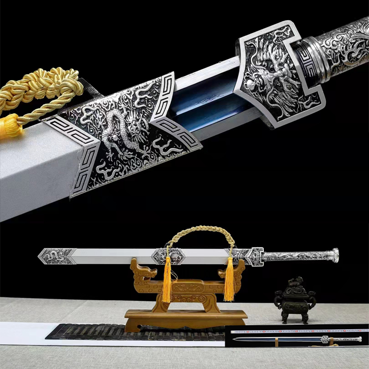 Town Residence Treasure Sword Dragon Springs High Manganese Steel Integrated Martial Arts Hard Sword Gift Collection Practice Short Long Sword Body Swords Unopened Blade