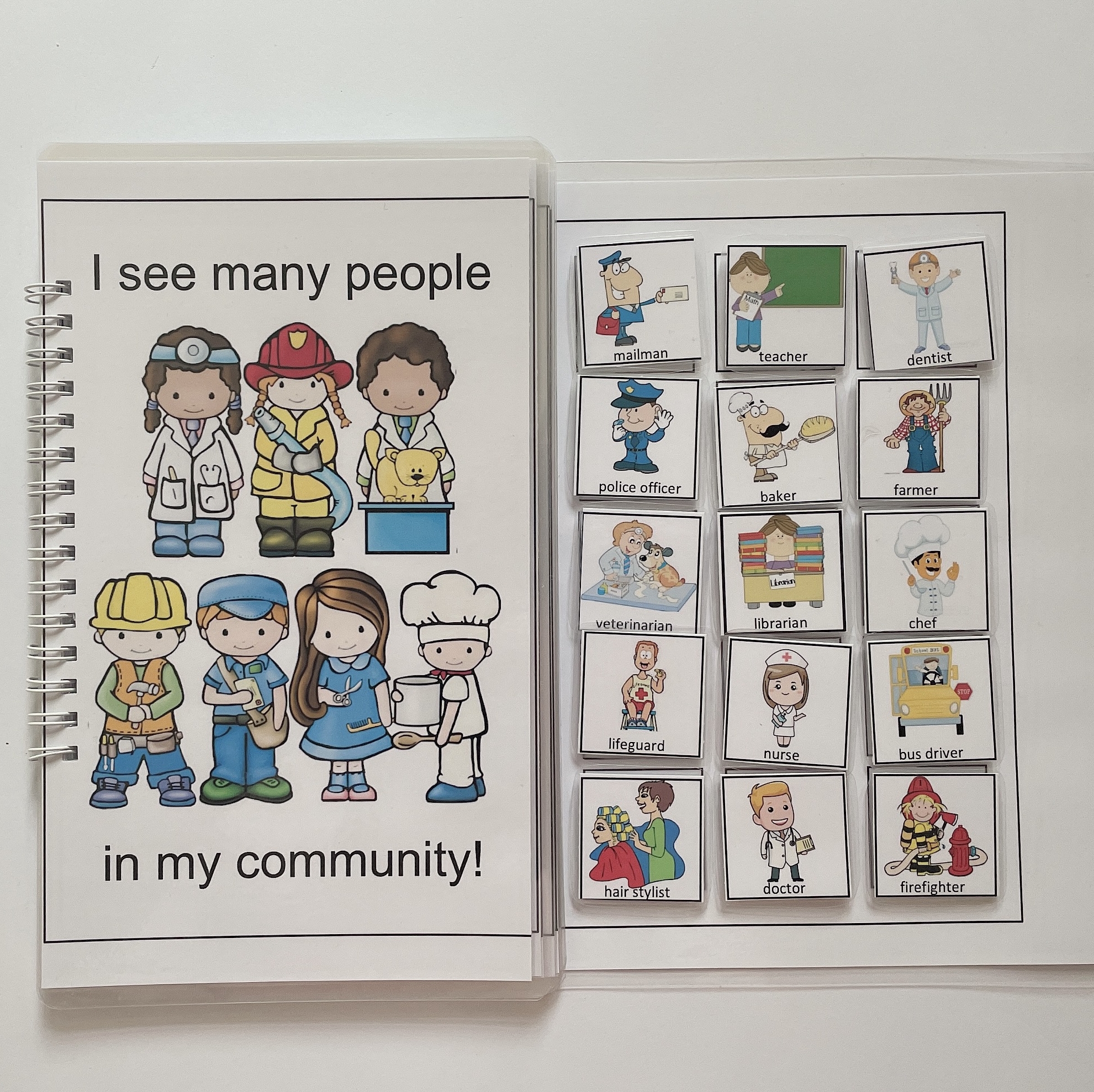 Community Career Quiet Book Finished Early Education DIY Parent-Child English Enlightenment Career Cognition Children's Puzzle Sticker Book