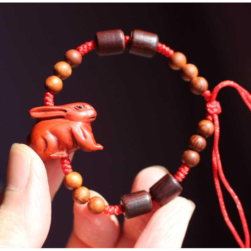 Mahogany Zodiac Signs Hammer Rat Cow Tiger Rabbit Dragon Horse Sheep Monkey Chicken Dog Dog Pig Pendant Pendant Male and Female Red Bracelet Bracelet