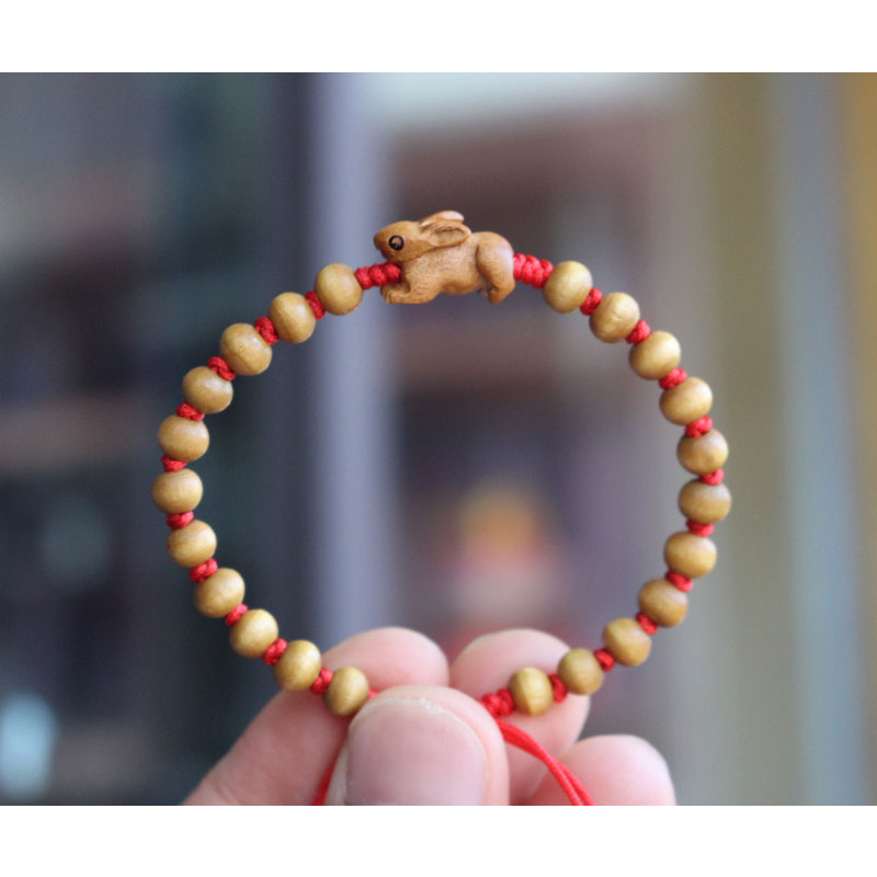 Peach wood carving zodiac hand zodiac pendant zodiac year red rope rat cow tiger rabbit dragon snake horse sheep monkey chicken dog