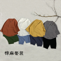 Boys summer clothes suit kid Han clothes child load wave baby spring clothes 2-4-5-1-3-year-old 1-3 thin children cotton numb clothes