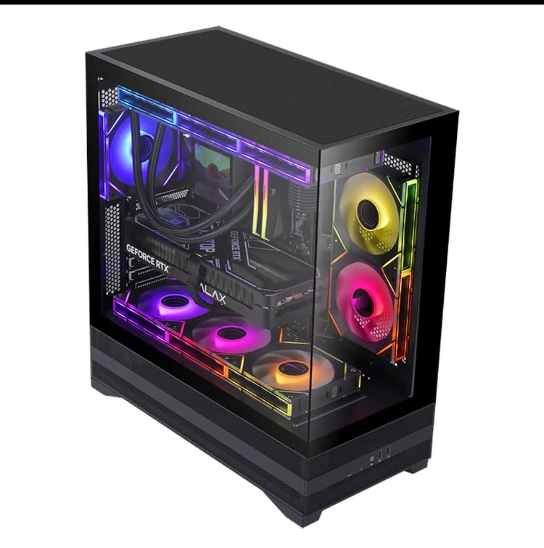 Основной блок игрового компьютера Xianma Jinghong 2 black ATX с видом на море поддерживает 360 градусов водяного охлаждения / 9 положений вентилятора
