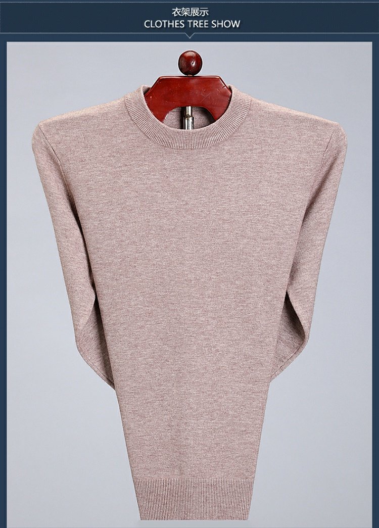 Áo len cashmere mùa đông 2018 cho nam cổ tròn đan áo len dày trung niên áo len chui đầu chạm đáy bố áo thun nam hàng hiệu