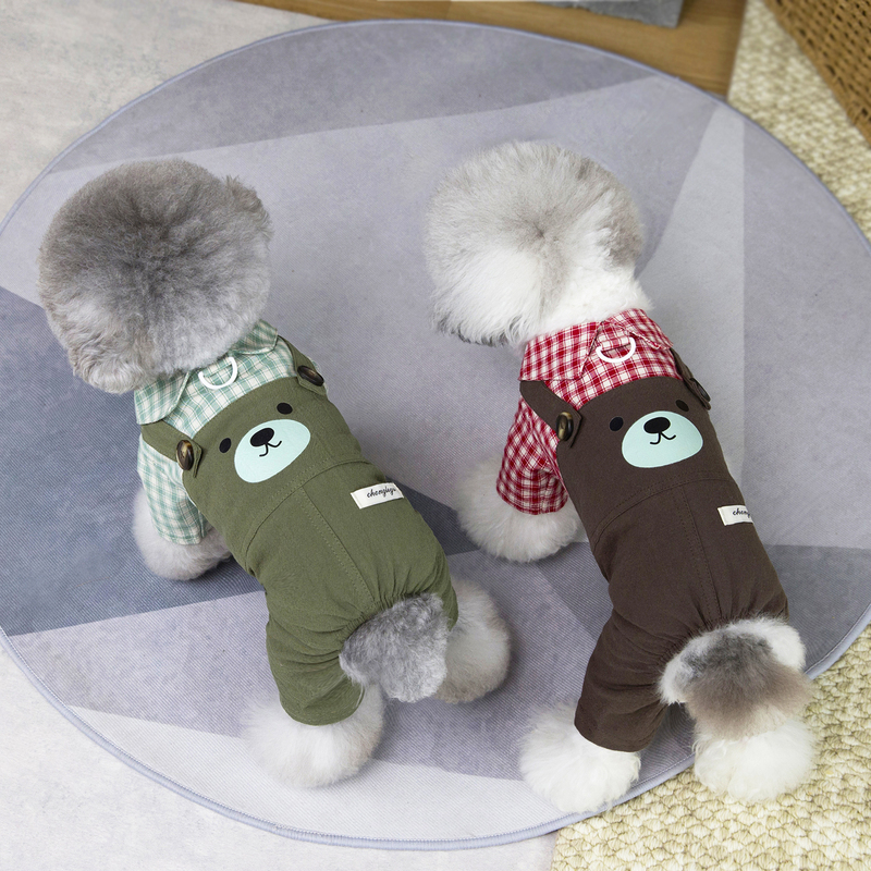 Small Dog Spring, Summer, and Autumn Four-Legged Clothing with Open Buttons, Pet Teddy, Bichon, Maltese Outdoor Fashion Harness Pants