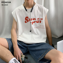 Letter printed sports vest mens fashion brand ins loose trend casual sleeveless t-shirt Super fire net infrared wear waistcoat