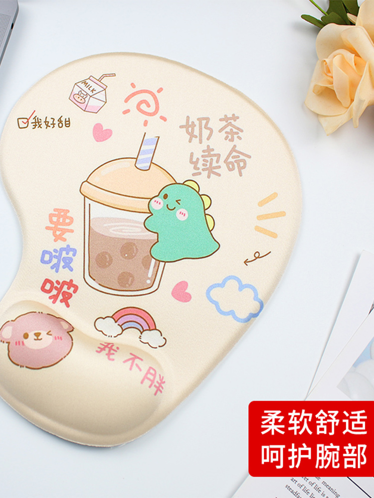 Cartoon mouse pad Wrist support cute girl extra large silicone thickened game computer office trumpet with wrist pad hand holder 3D chest three-dimensional creative animation mat Male gaming notebook mouse pad