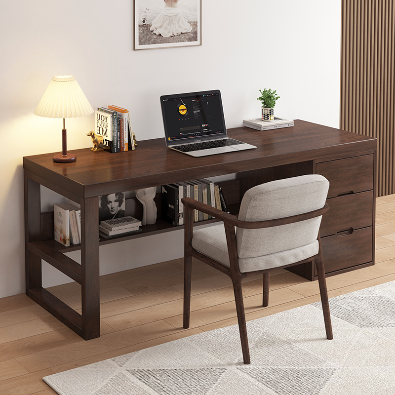 Solid Wood Computer Desk Bedroom Home Workbench Writing Desk with Drawer Storage Cabinet Storage Desk Bookshelf Integrated Solid Wood Computer Desk Bedroom Home Workbench Writing Desk with Drawer Storage Cabinet Storage Desk Bookshelf Integrated