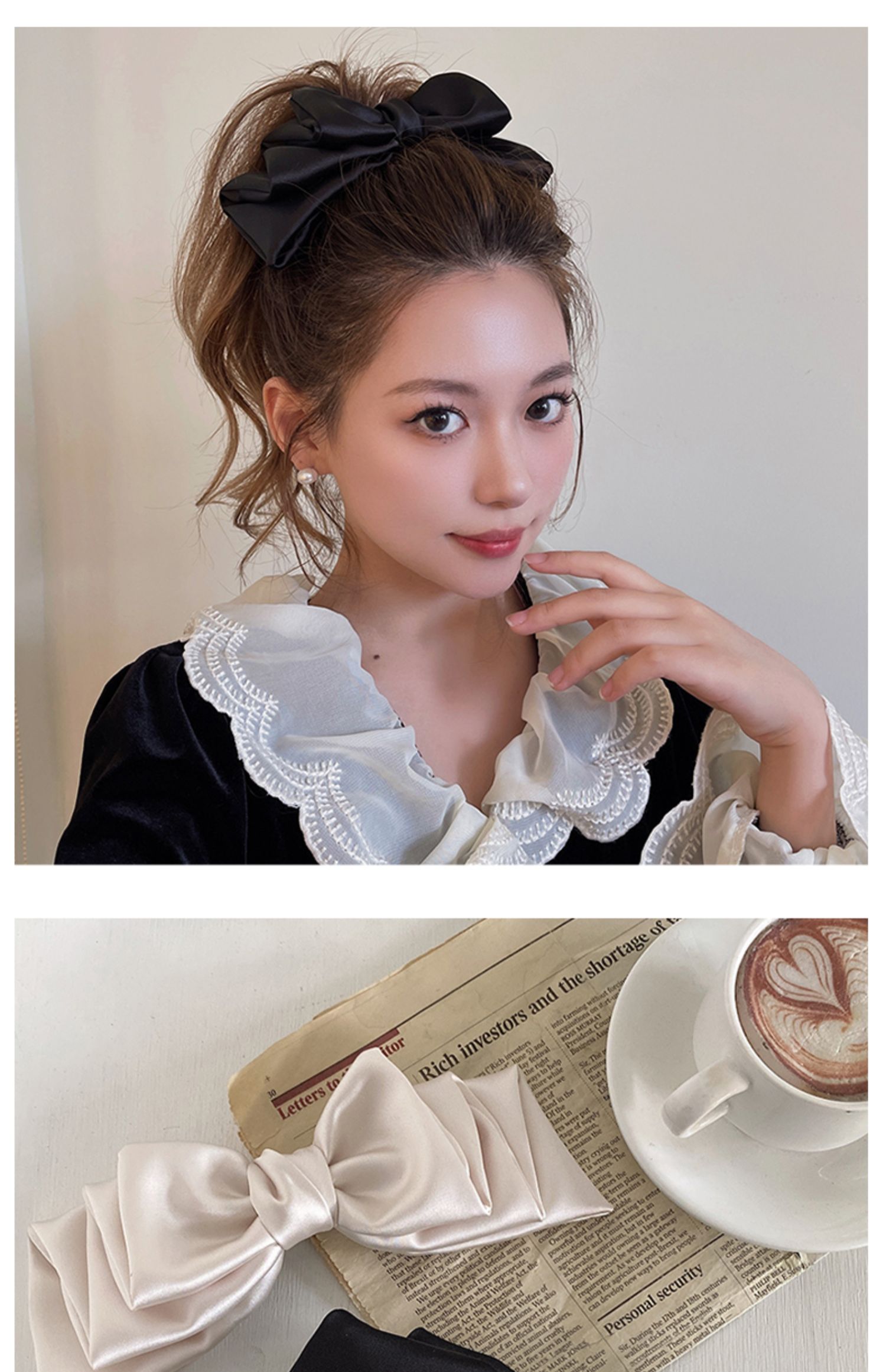 Sweet Solid Color Bow Knot Cloth Hair Clip 1 Piece display picture 2