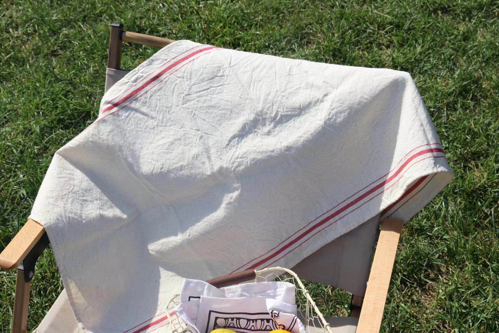 Foreign trade export kitchen supplies pure cotton hemp thick red strip napkin tea towel shooting napkin cover towel props