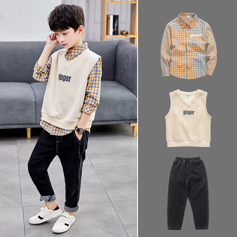 Boys' spring suit foreign school boy three-piece set 2022 New middle child Spring and Autumn handsome leisure Korean tide
