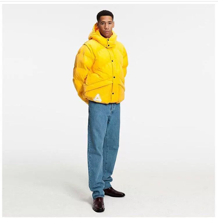 PALACE 17FW tam giác mùa đông LOGO thương hiệu áo vest xuống áo khoác vest có thể tháo rời áo khoác cotton nam ao gile nam