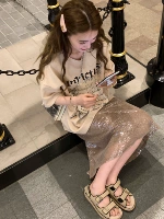 Little Jun Jun Shining Girl Low -Key Fashionable High -End Шампанское блески юбка женская весна и лето