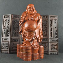 Redwood Maitreya Buddha Burmese Rosewood Laughing Buddha Woodcarving Chinese Living Room Porch Crafts Carving Buddha Statues
