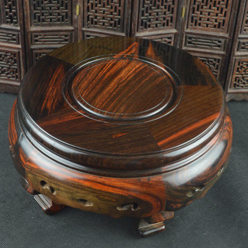 Lao Great Red Acid Branch Base Red Wood Old Stock Chinese Style Retro Stone Vase Chishi Solid Wood Base Intertoe Yellow Sandalwood