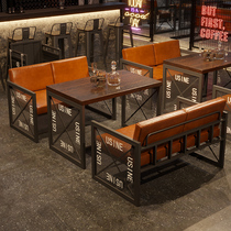 Industrial wind deck retro wrought iron sofa bar commercial clear bar barbecue shop music bar restaurant dining table and chair combination