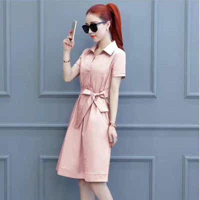 zz2【送腰带】连衣裙女夏季2021新款气质收腰仙女裙短袖中长款裙