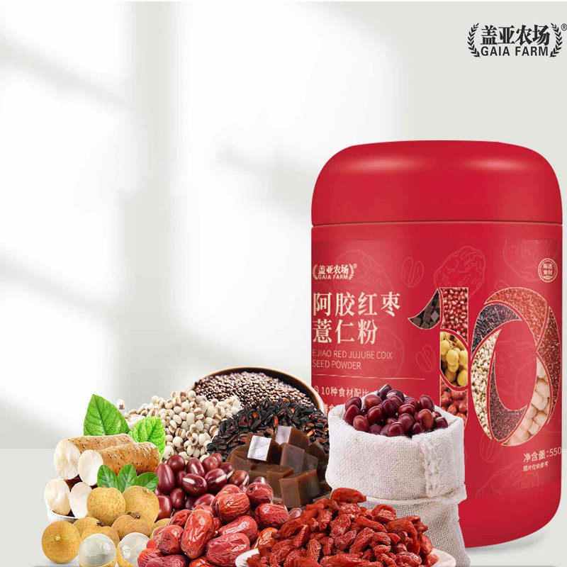 盖亚农场阿胶红枣薏仁粉550g早餐代餐粉 枣陕实拍商品图