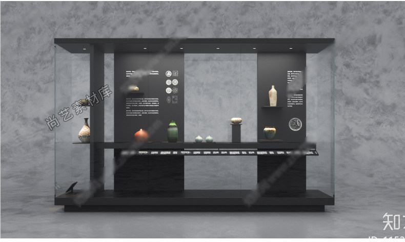 图片[2]-草图大师中式展柜瓷器展示柜SU模型通柜展示台商场展示柜组合SU模-cg男孩