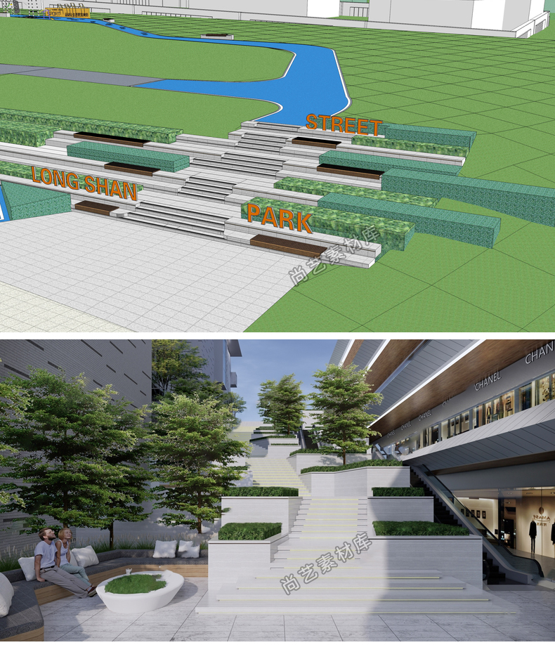 图片[18]-公园广场高差地形台阶景观室外高低差处理坡道高差台地景观SU模型-cg男孩