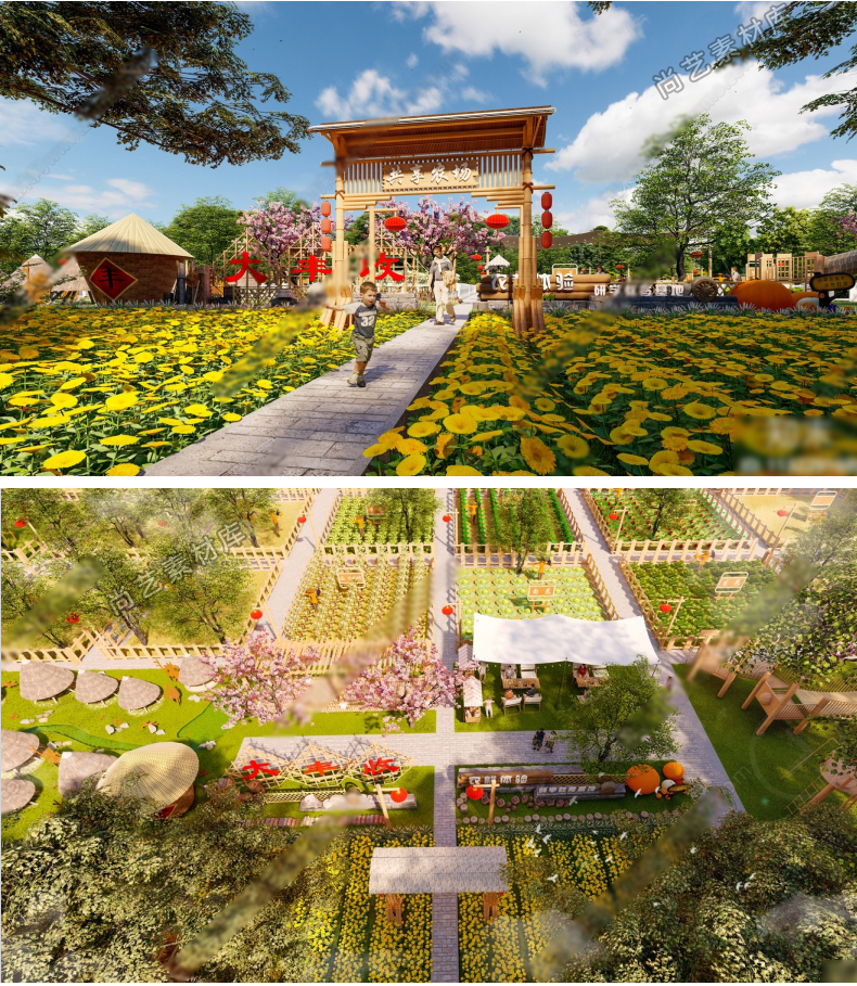 图片[9]-美丽乡村旅游度假村农业生态园瓜果采摘园亲子农场农家乐SU模型库-cg男孩