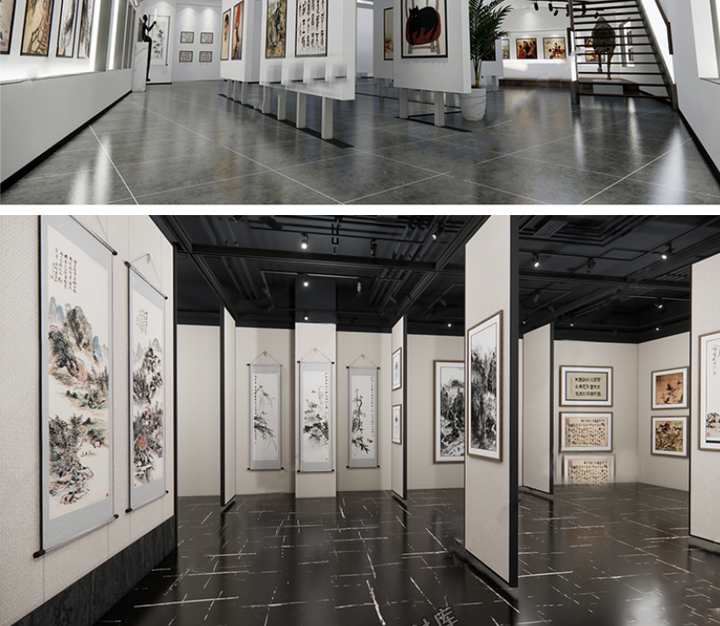 图片[8]-现代画室新中式书画美术文化展厅展览馆画廊草图大师SU模型素材-cg男孩