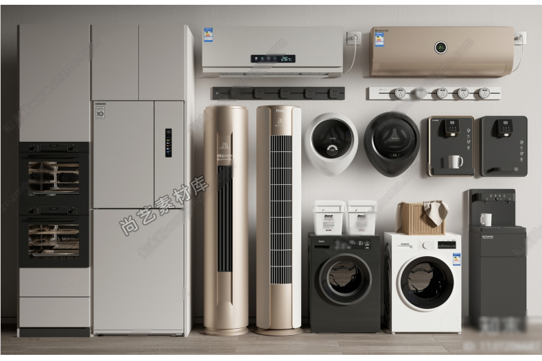 图片[9]-家用电器组合SU模型 冰箱空调洗衣机油烟机热水器茶吧机集成灶SU-cg男孩