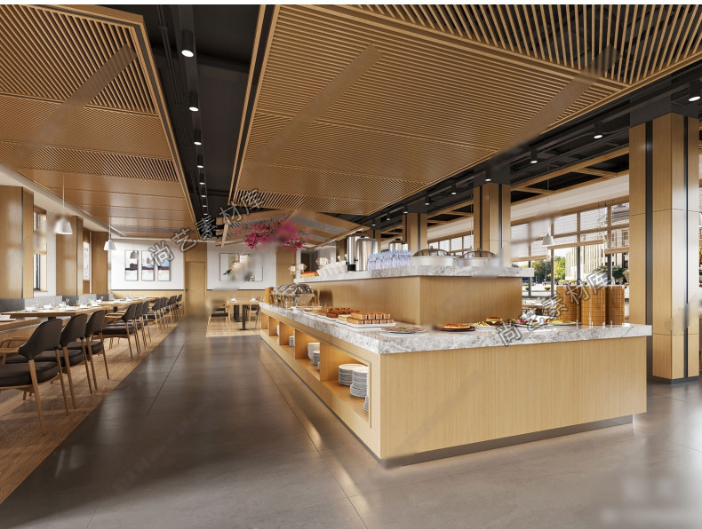 图片[8]-草图大师现代自助餐厅SU模型酒店自助西餐厅员工食堂自助餐台SU模-cg男孩