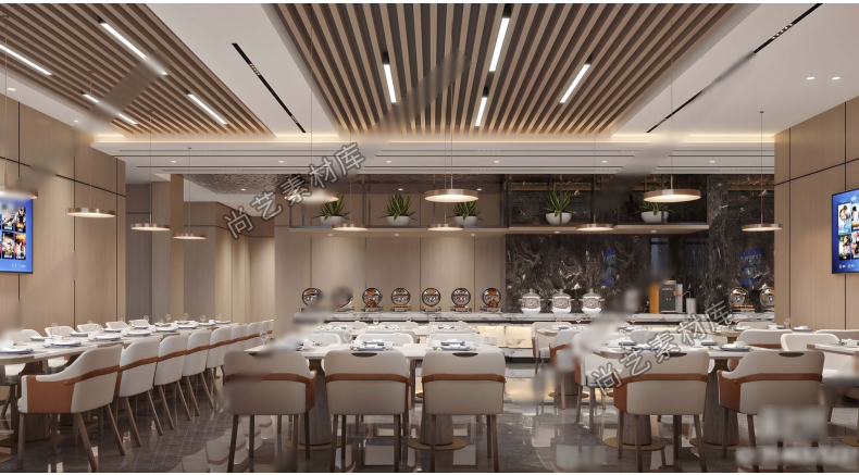 图片[6]-草图大师现代自助餐厅SU模型酒店自助西餐厅员工食堂自助餐台SU模-cg男孩