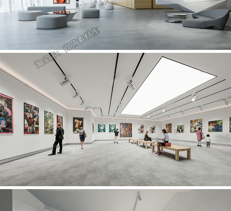 图片[12]-现代画室新中式书画美术文化展厅展览馆画廊草图大师SU模型素材-cg男孩