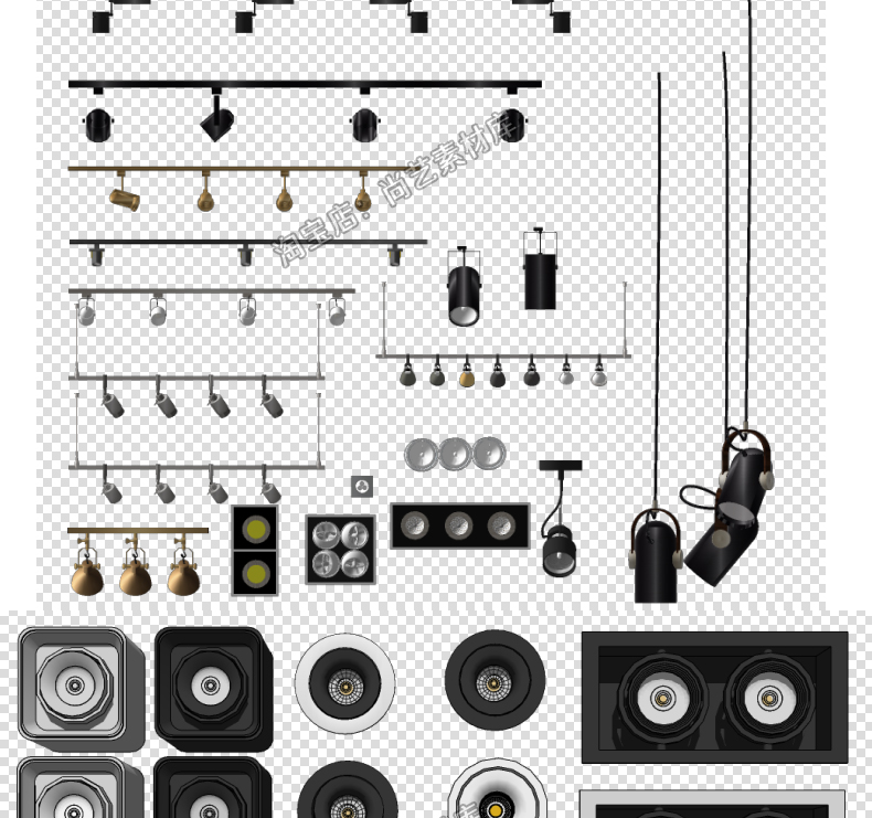 图片[14]-SU筒灯射灯轨道线条磁吸坎内嵌灯条双头舞台展示草图大师SU模型-cg男孩