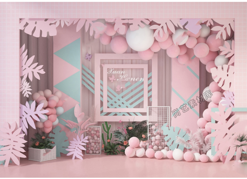 图片[8]-现代美陈气球派对生日美陈宝宝宴节日布置婚礼装饰氛围气球SU模型-cg男孩
