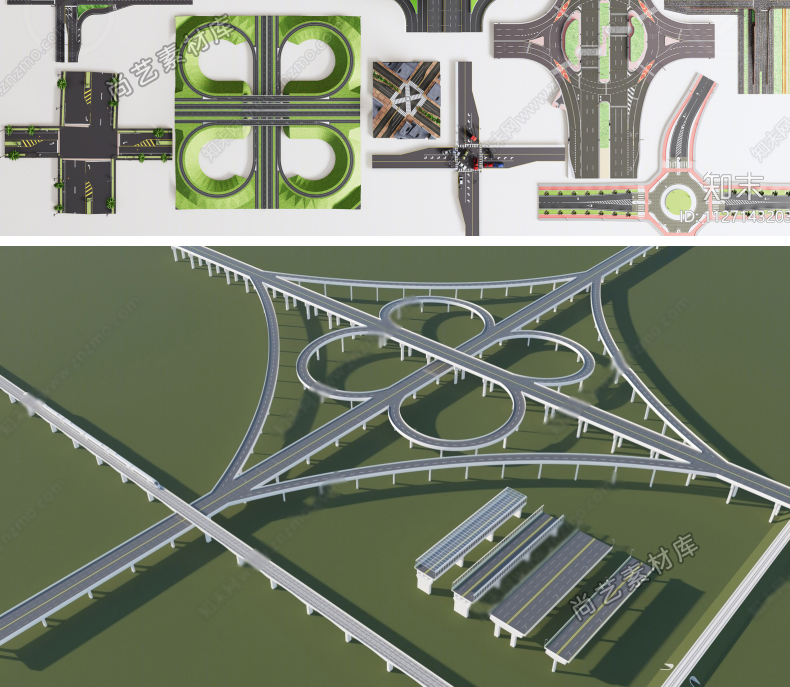 图片[10]-现代风格立交桥高架桥高速公路SU模型环形高架桥道路桥梁剖面模型-cg男孩