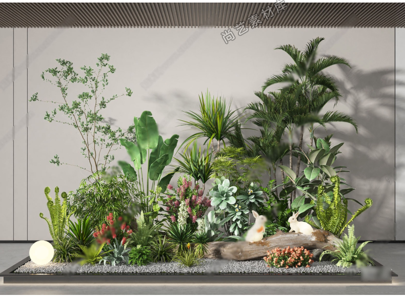 图片[2]-现代植物组合植物堆SU模型园林景观树乔木灌木地被花卉SU草图大师-cg男孩