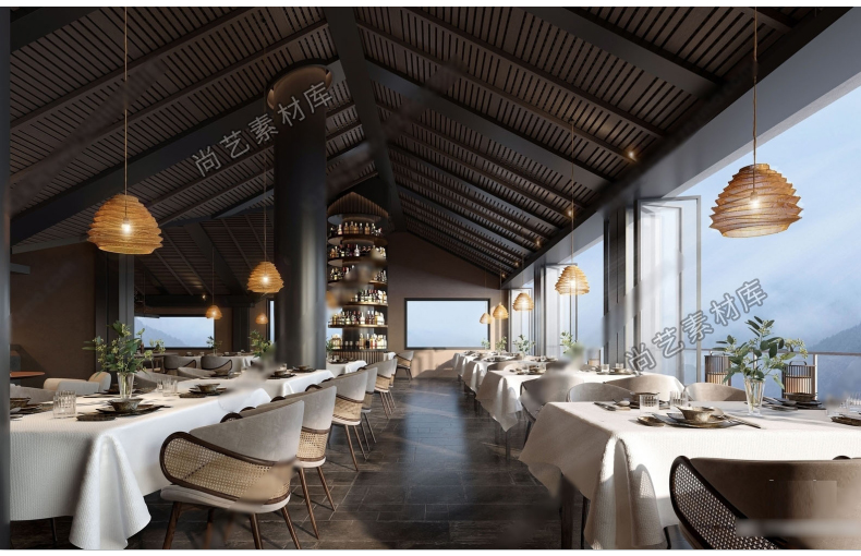 图片[4]-草图大师现代自助餐厅SU模型酒店自助西餐厅员工食堂自助餐台SU模-cg男孩