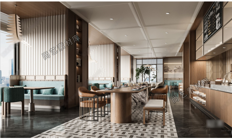 图片[5]-草图大师现代自助餐厅SU模型酒店自助西餐厅员工食堂自助餐台SU模-cg男孩